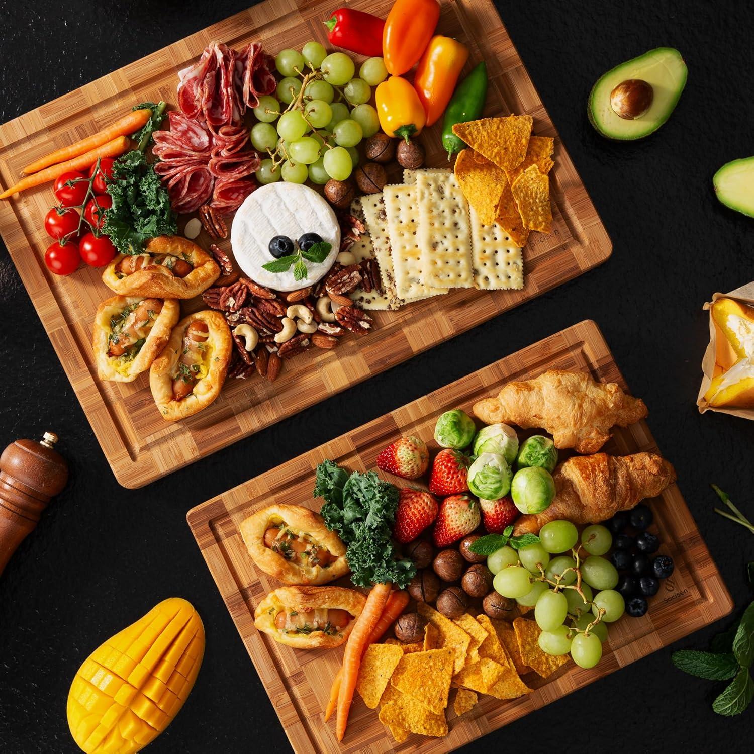 Juego de 2 tablas de cortar de bambú antideslizantes Socisen