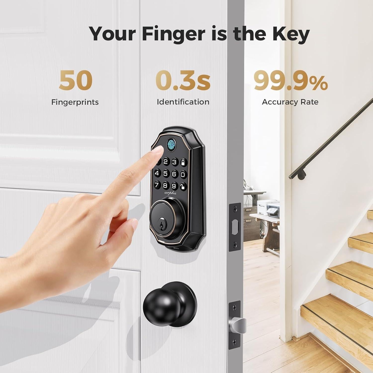 Cerradura Inteligente Arpha D280K con Huella Digital y App