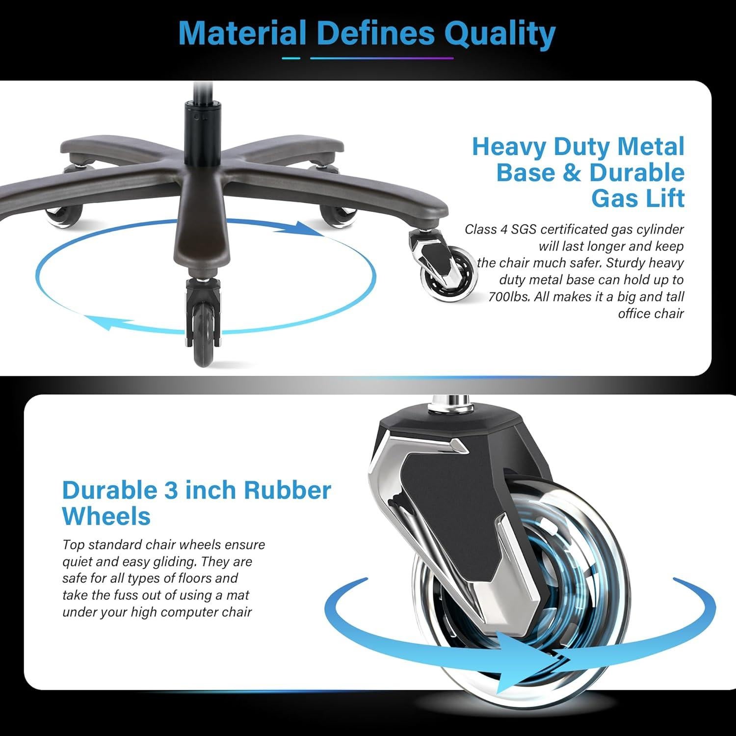 Silla de Oficina Ergonómica FAMIC Grande 700lbs con Soporte Lumbar
