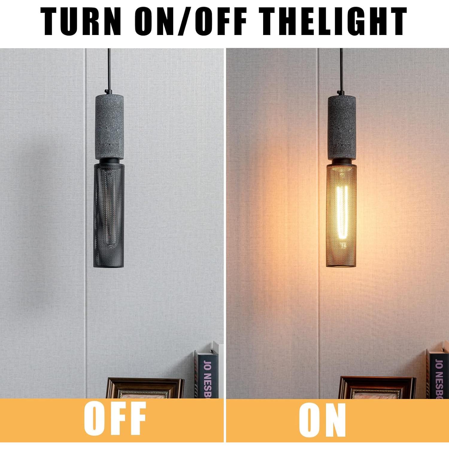 Luz colgante de concreto ADCTHOME 3 piezas industrial 185 cm