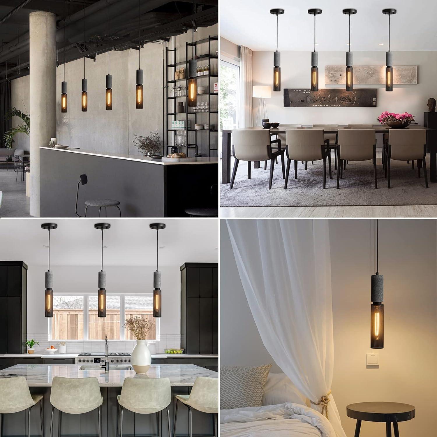 Luz colgante de concreto ADCTHOME 3 piezas industrial 185 cm