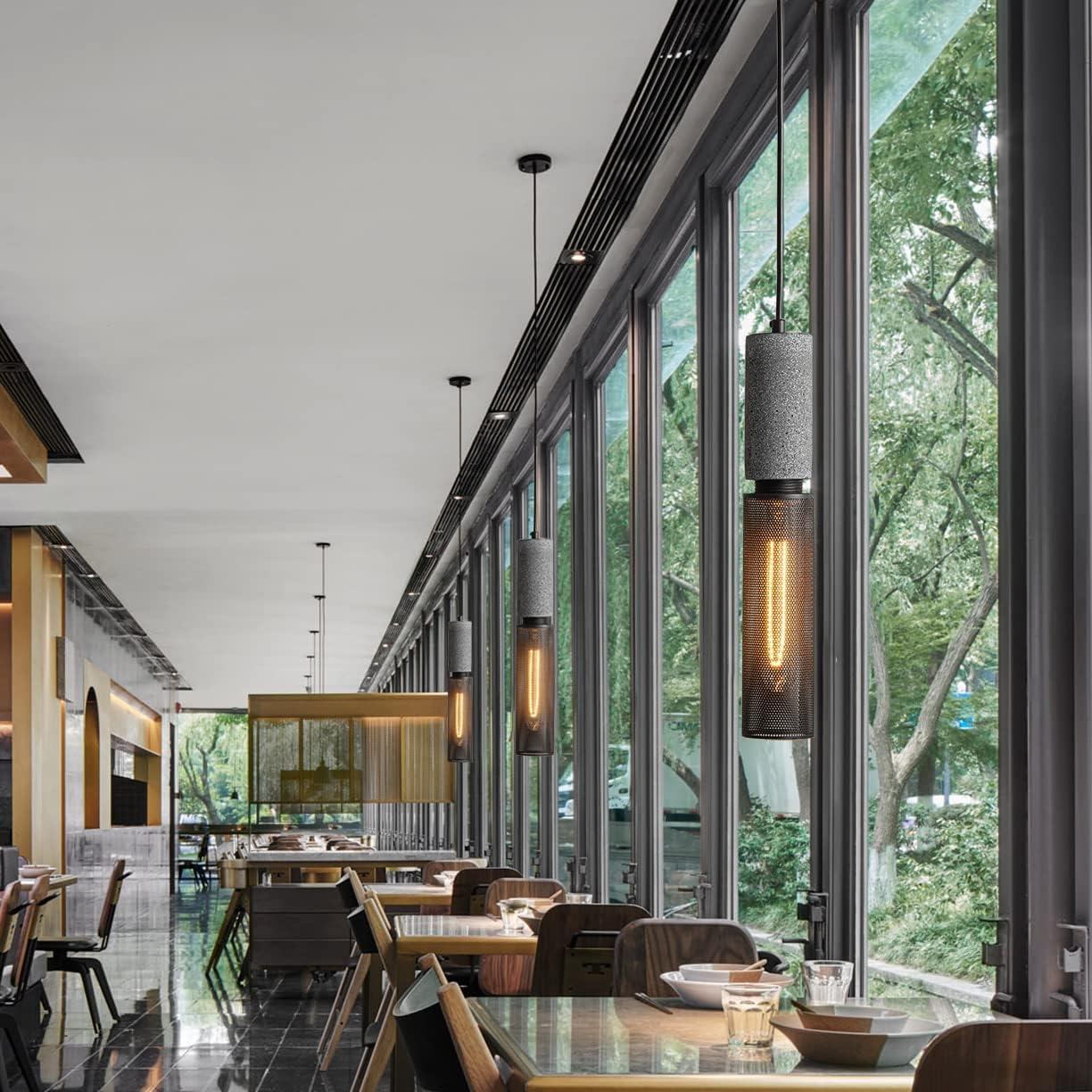 Luz colgante de concreto ADCTHOME 3 piezas industrial 185 cm