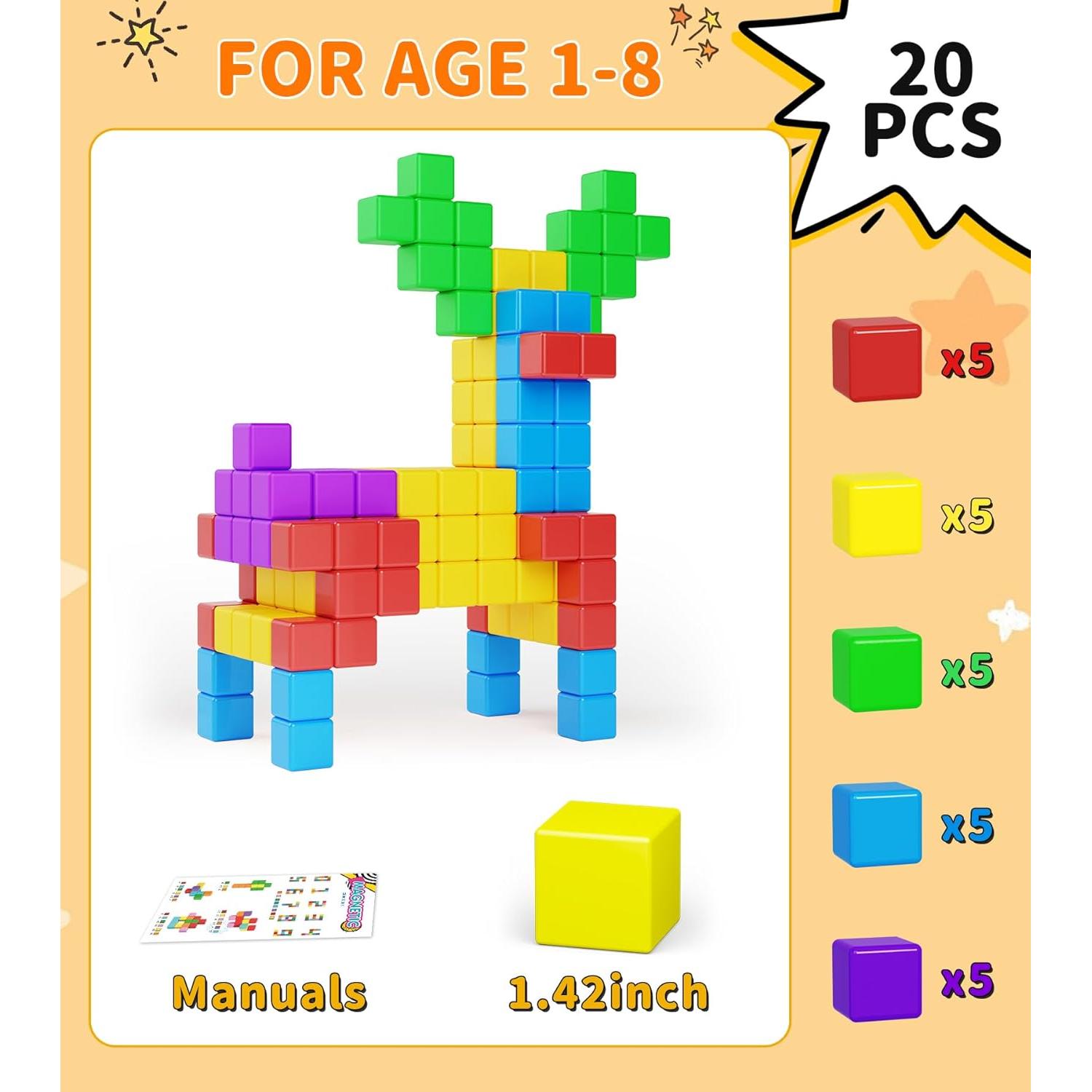 Bloques Magnéticos Grandes de Viaje Veneibe 20PCS 3.61cm