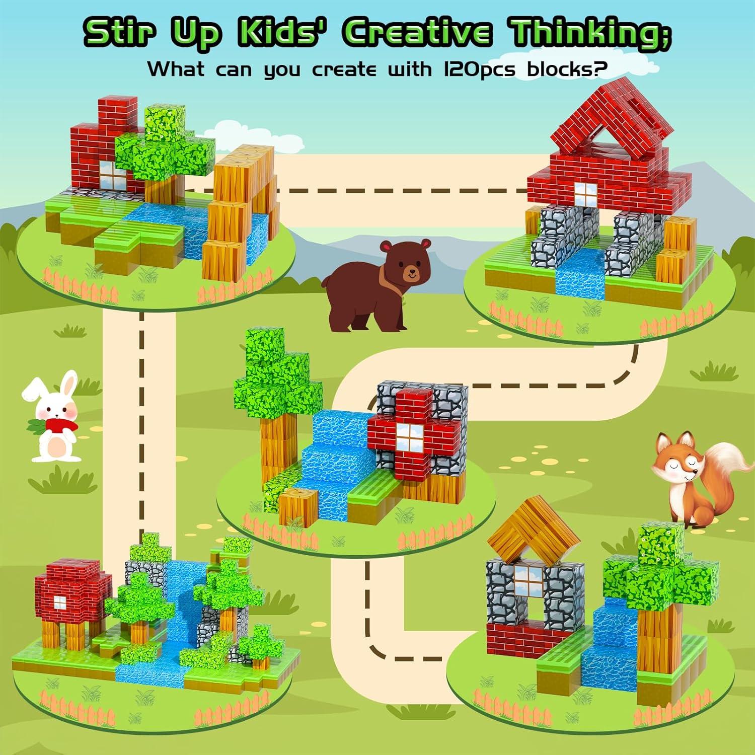 Bloques Magnéticos Kinhzrude 120 Piezas Juguete Educativo STEM