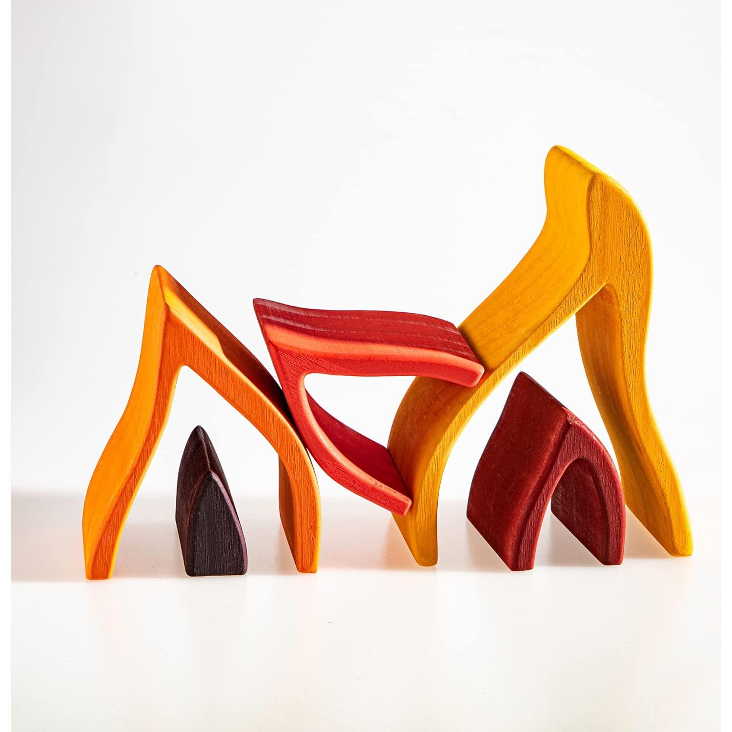 Juguete de Apilamiento Arcoíris de Madera MerryHeart 11x6.5x16.3cm