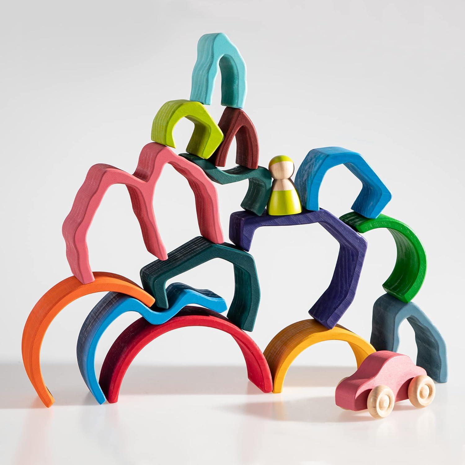 Juguete de Apilamiento Arcoíris de Madera MerryHeart 11x6.5x16.3cm