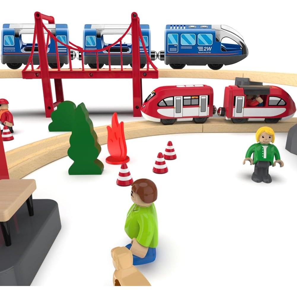 Juego de Tren de Madera HYPERLIVING Operado por Batería 3 Figuras