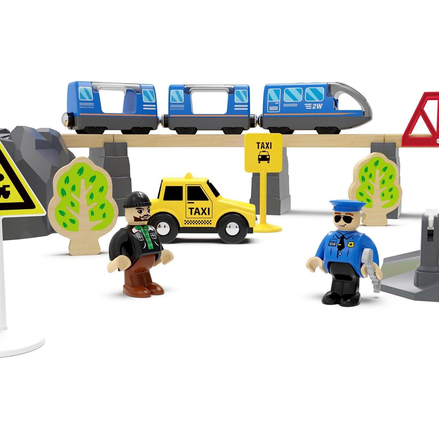 Juego de Tren de Madera HYPERLIVING Operado por Batería 3 Figuras