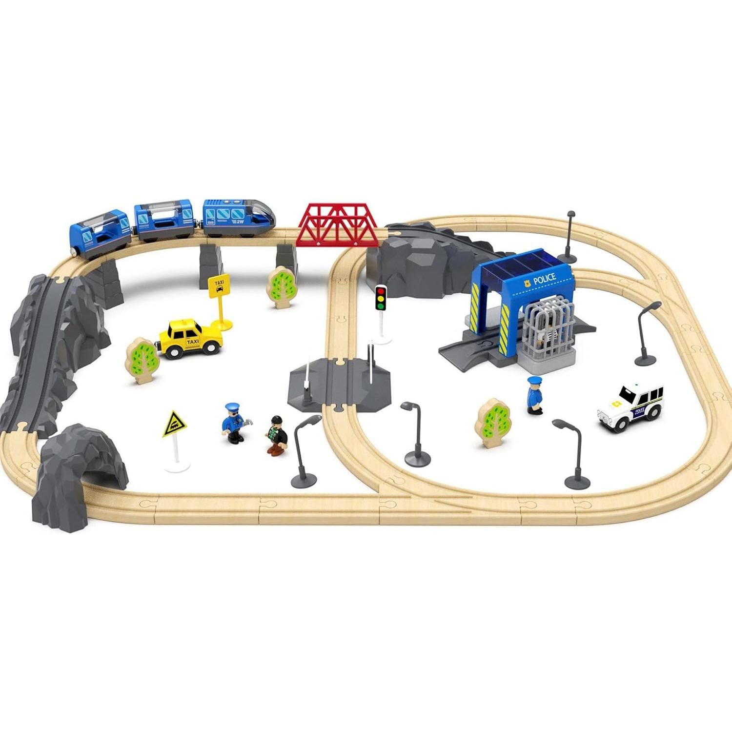 Juego de Tren de Madera HYPERLIVING Operado por Batería 3 Figuras