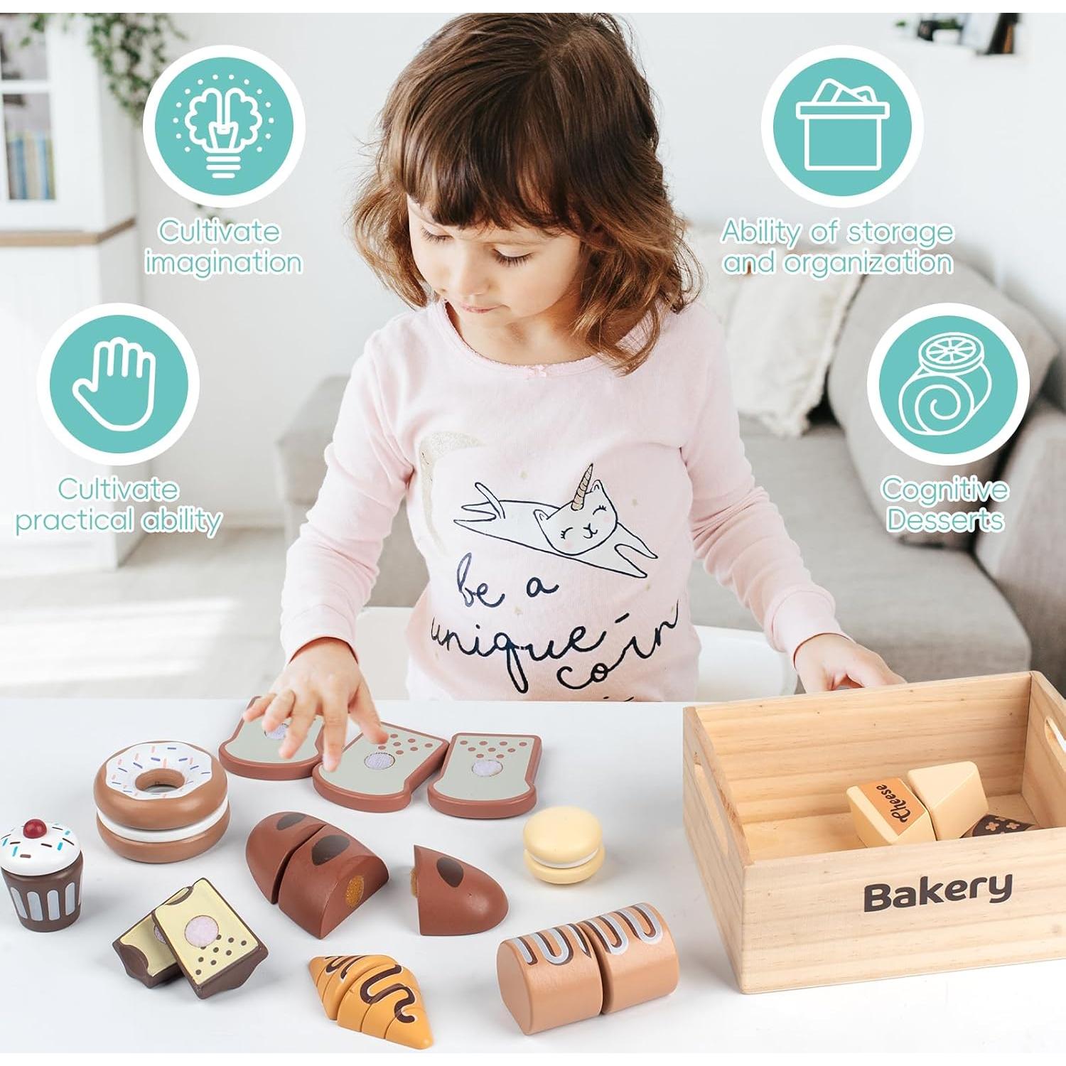 Juego de Comida de Madera Kienvy 10 Piezas para Niños