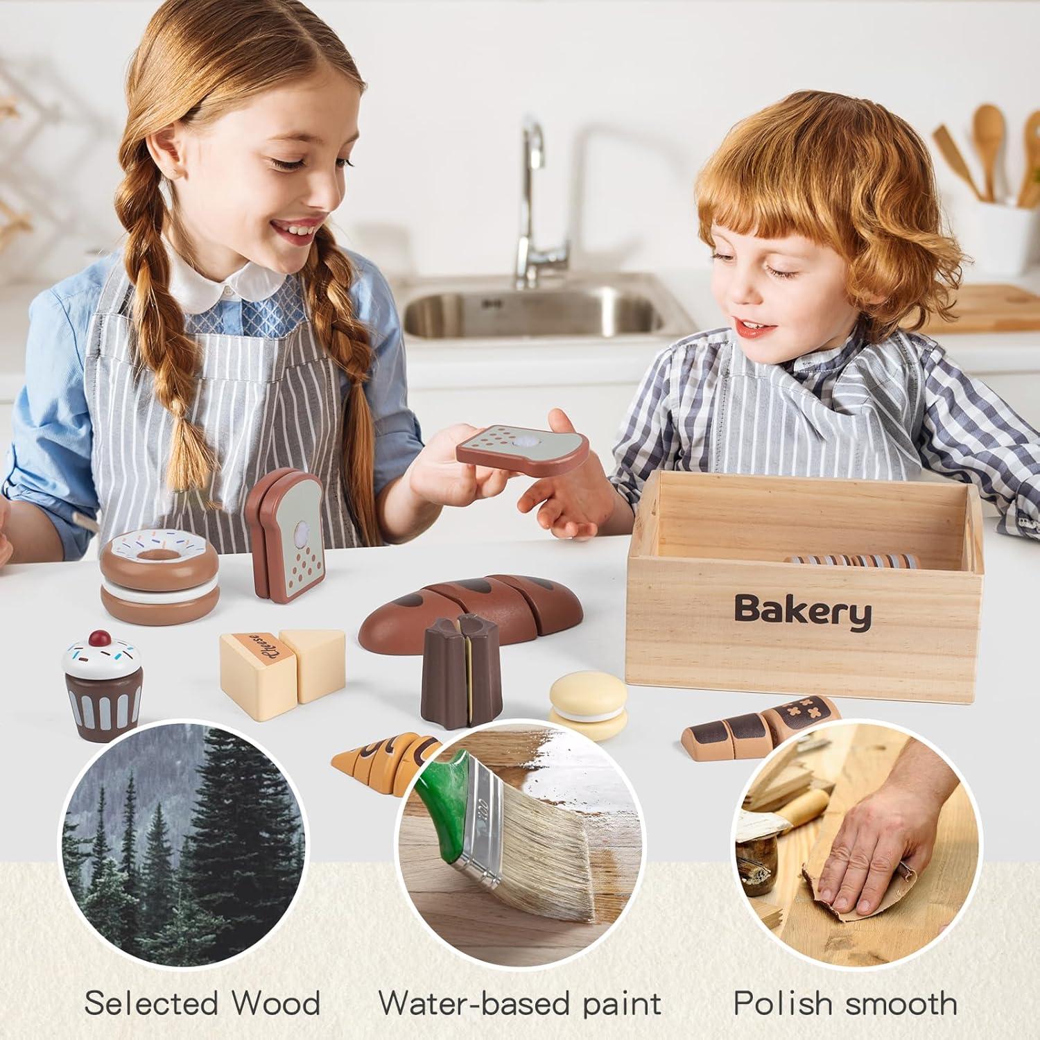 Juego de Comida de Madera Kienvy 10 Piezas para Niños