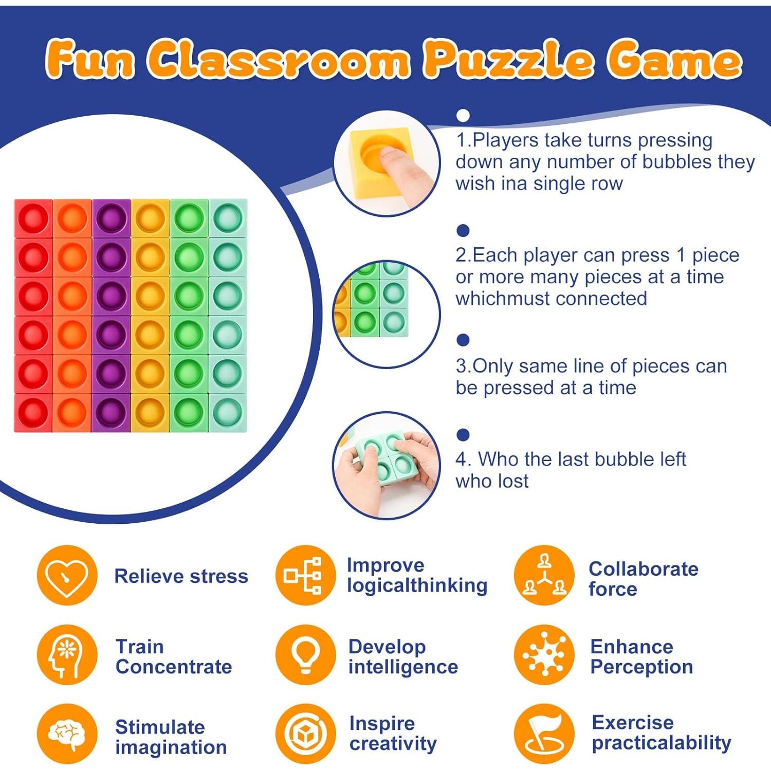 Unique Magnetic Blocks, Silicone Pop Building Blocks Fidget Toy, 1.38 Large Strong Magnetic Cubes, Preschool STEM Sensory Montessori Toys for Kids Toddlers Ages 3 4 5 6 7 8