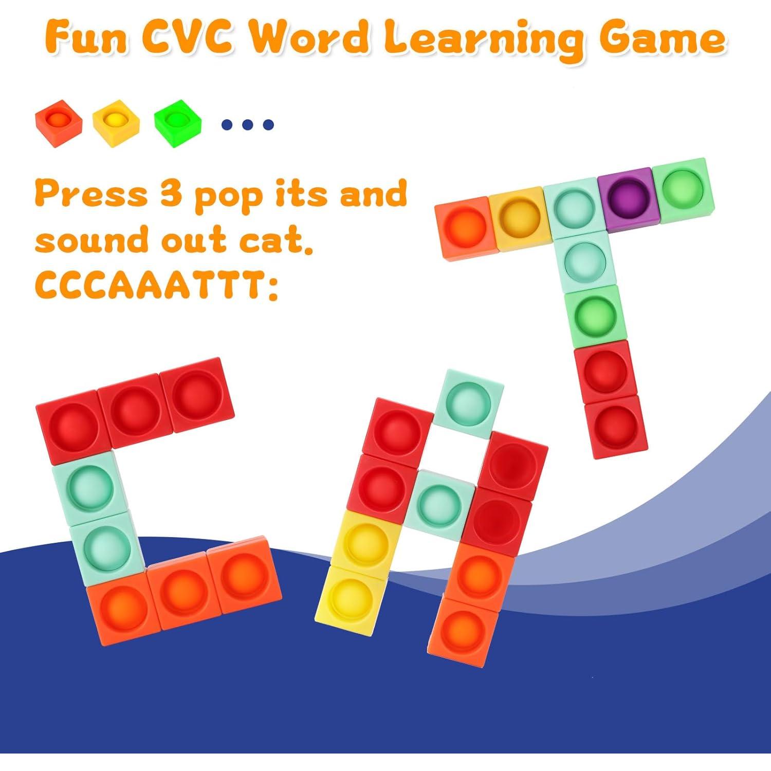 Unique Magnetic Blocks, Silicone Pop Building Blocks Fidget Toy, 1.38 Large Strong Magnetic Cubes, Preschool STEM Sensory Montessori Toys for Kids Toddlers Ages 3 4 5 6 7 8