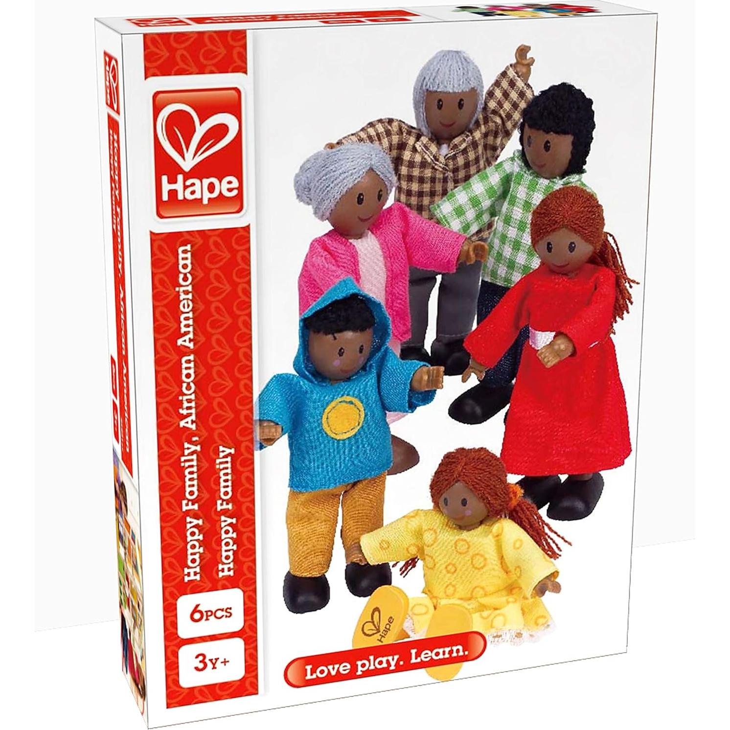Hape Conjunto de Muñecas Afroamericanas de Madera - 6 Figuras