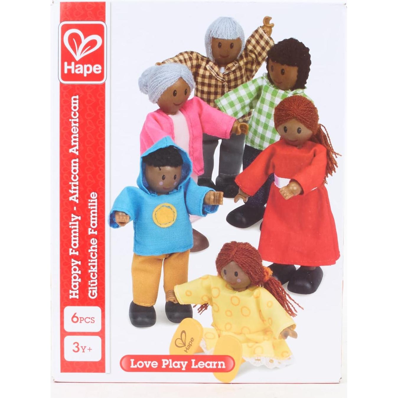 Hape Conjunto de Muñecas Afroamericanas de Madera - 6 Figuras