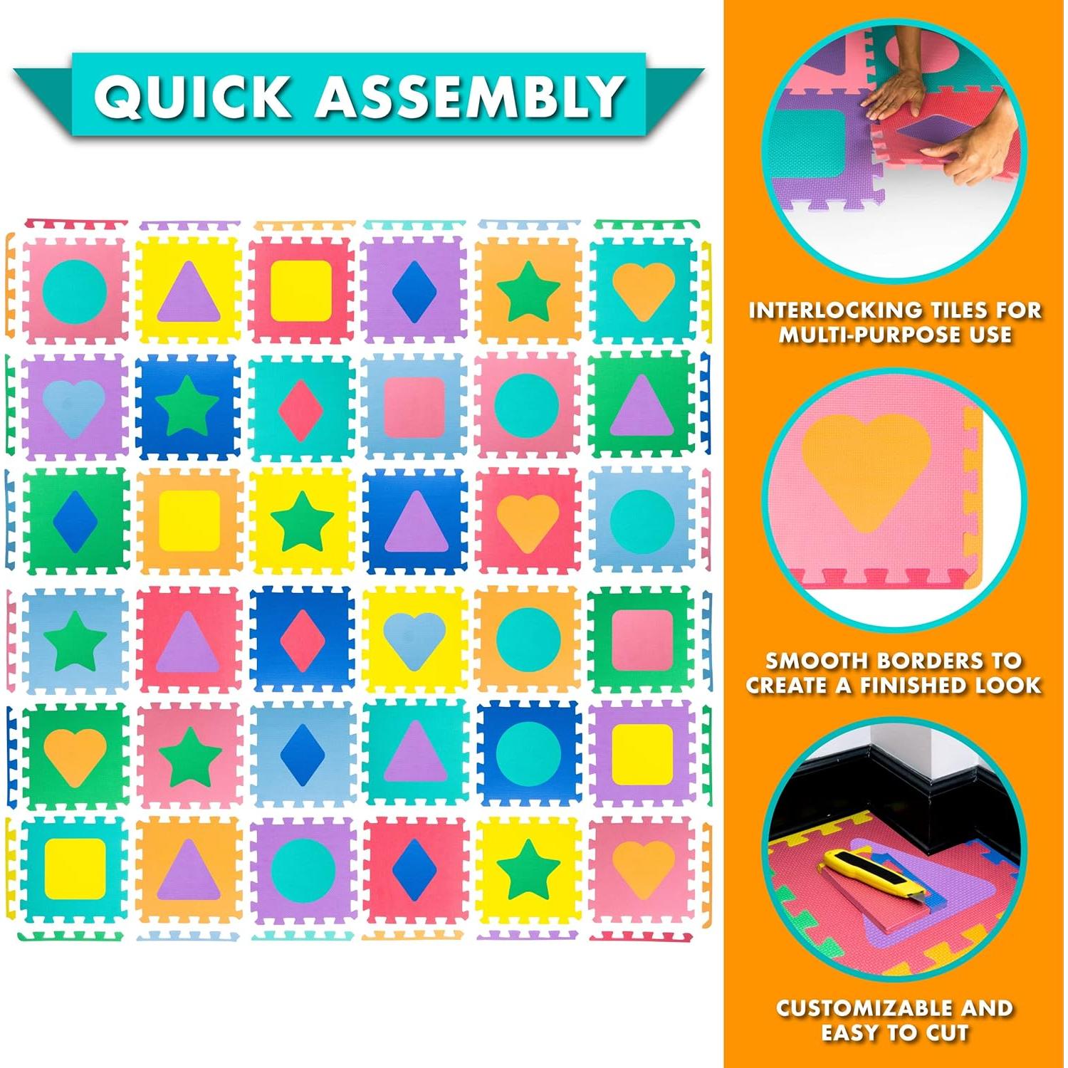 Alfombra de Juego de Espuma ProSource Alfabeto y Números 36 Losas