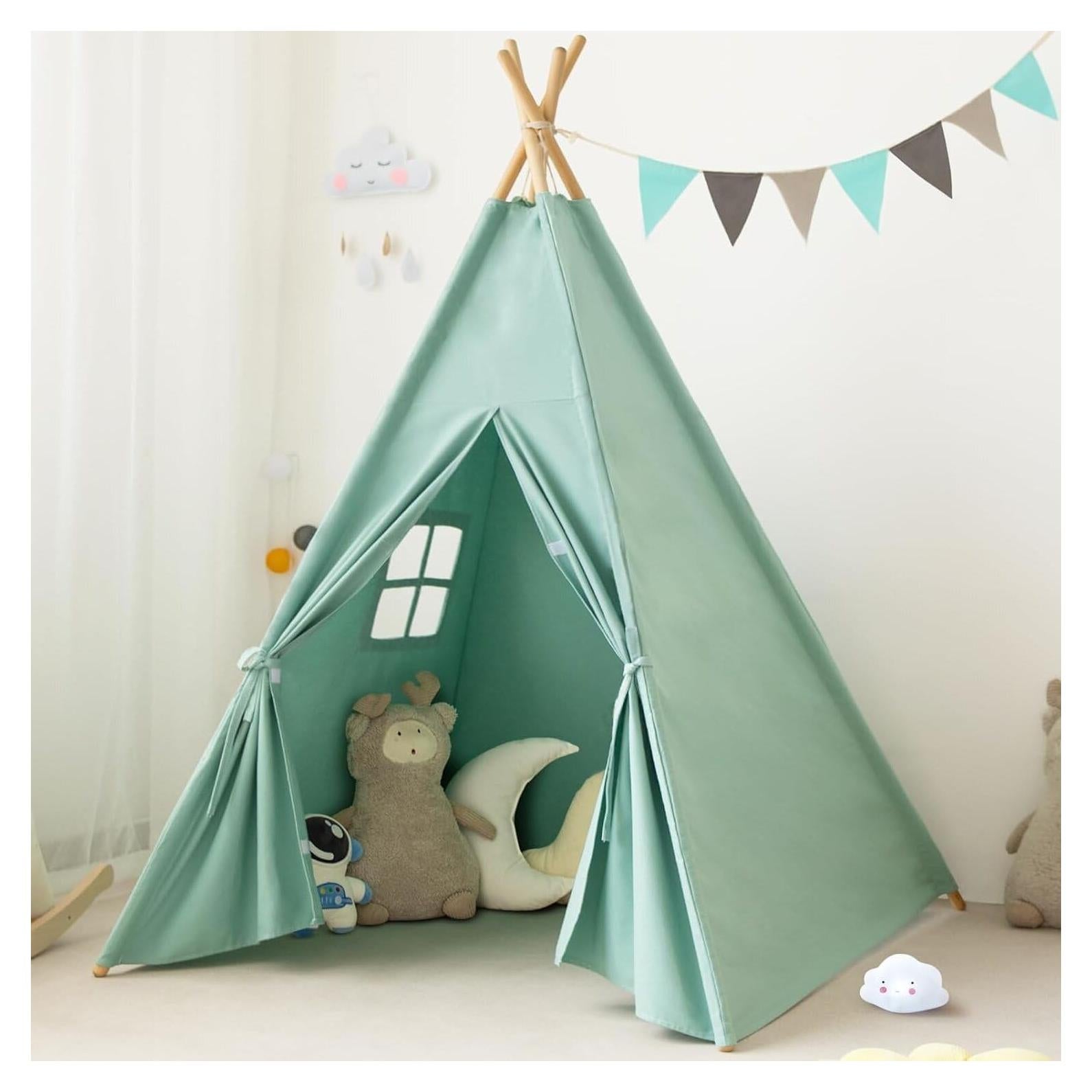 Tienda Teepee para Niños Verde - Juego Interior y Exterior 121x121cm