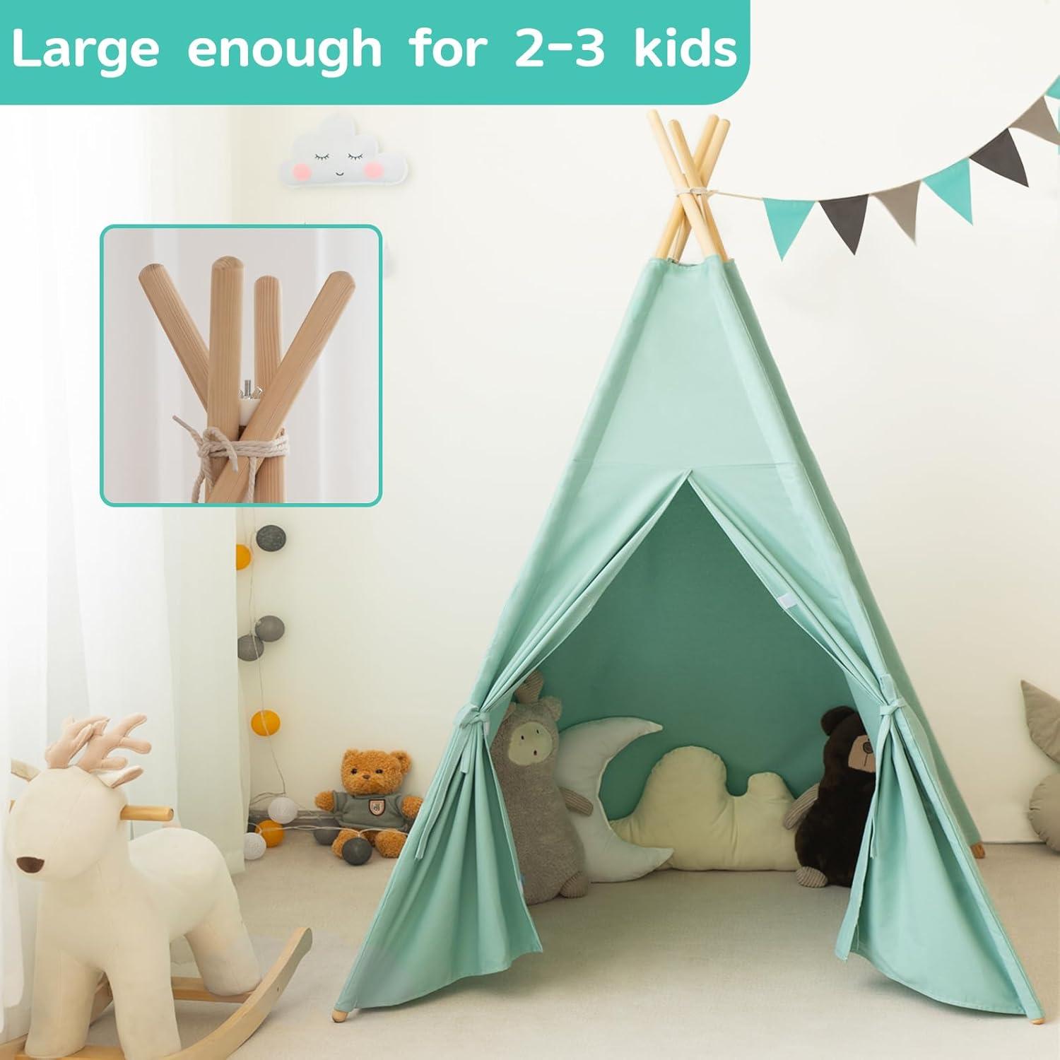 Tienda Teepee para Niños Verde - Juego Interior y Exterior 121x121cm