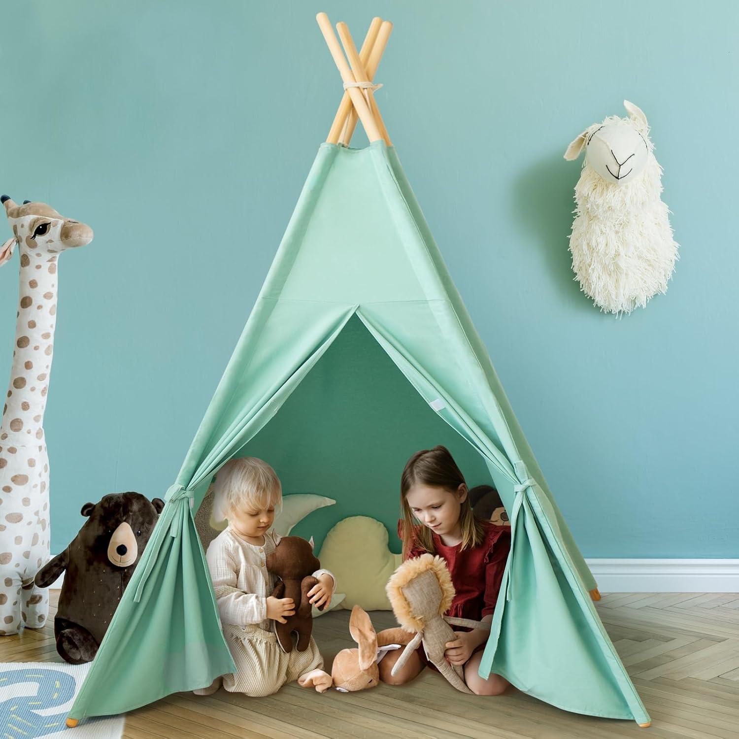 Tienda Teepee para Niños Verde - Juego Interior y Exterior 121x121cm