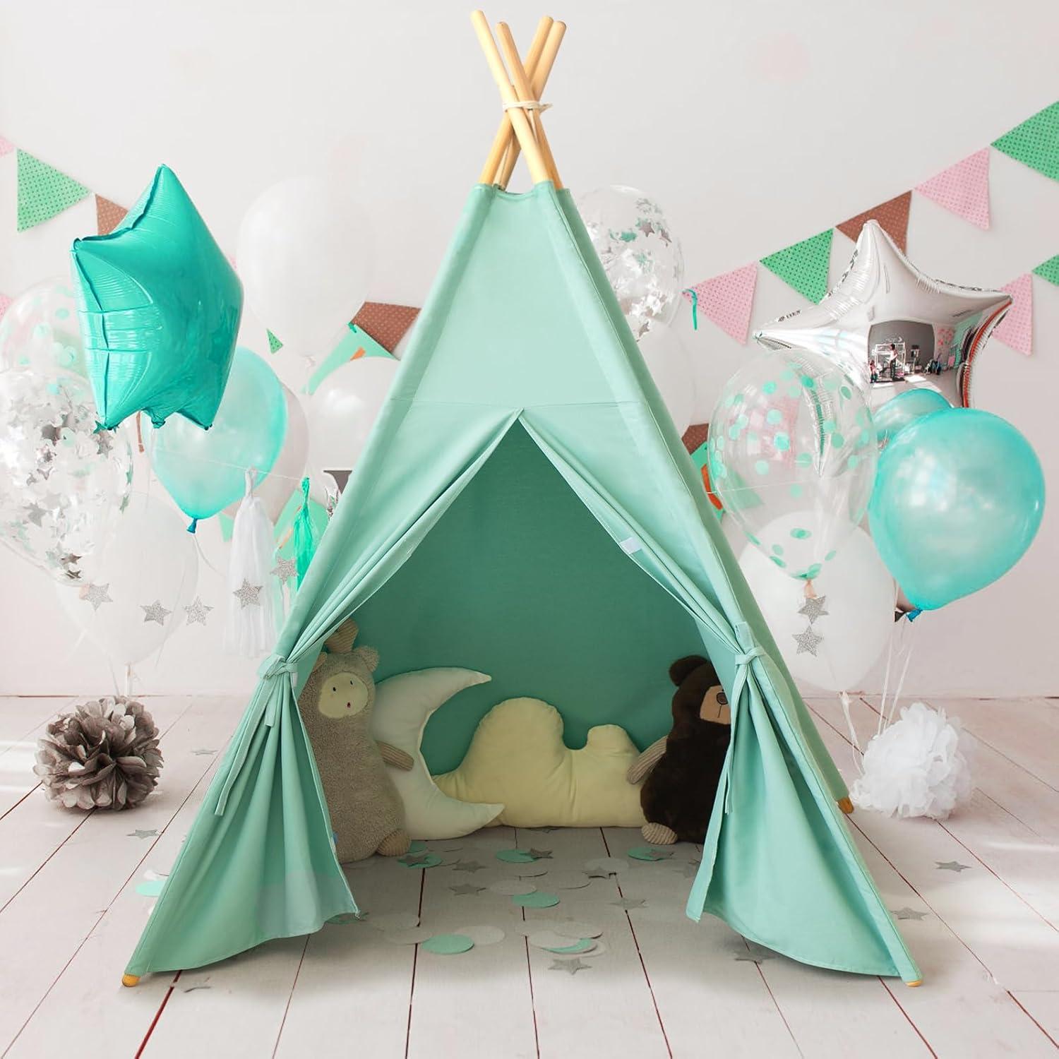 Tienda Teepee para Niños Verde - Juego Interior y Exterior 121x121cm