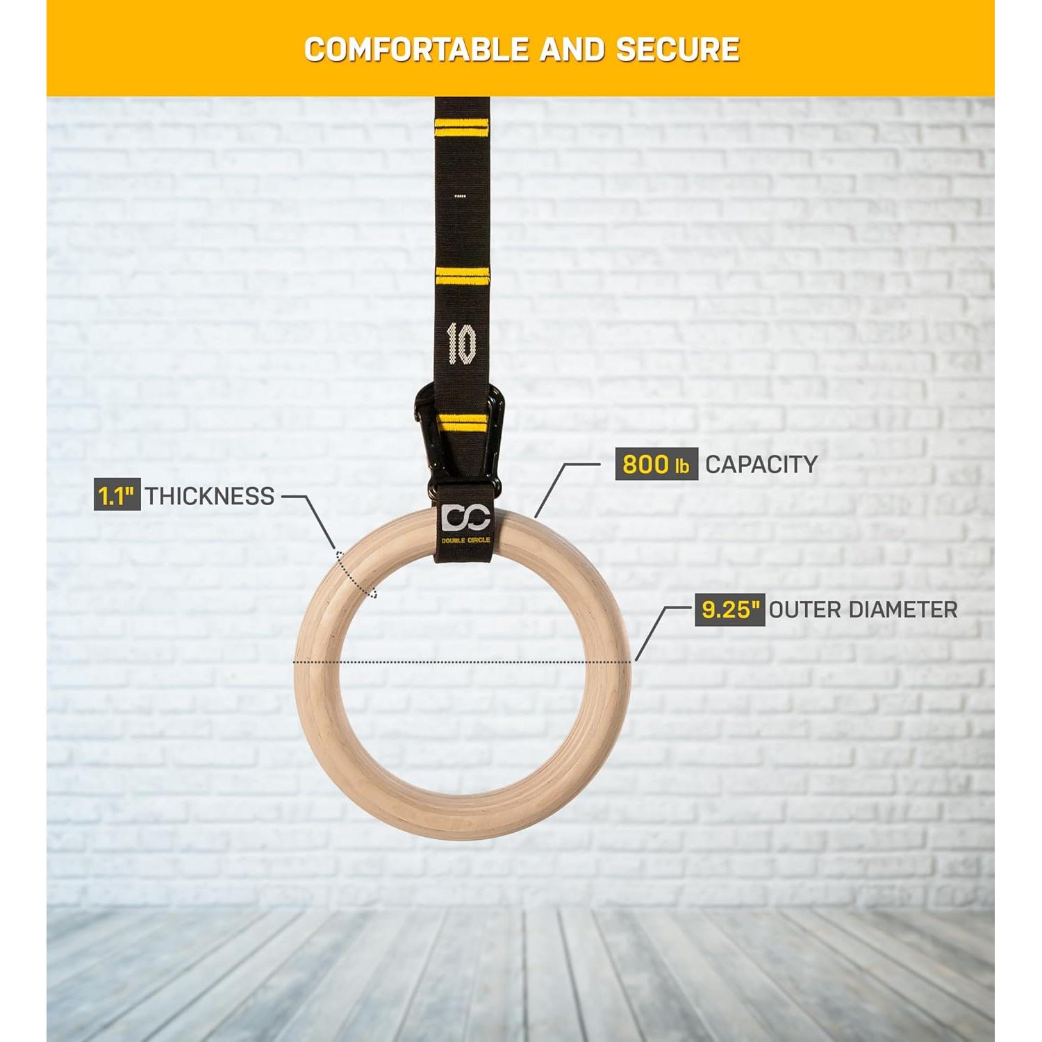 Anillos de Gimnasia de Madera Double Circle 2.79 cm - Entrenamiento