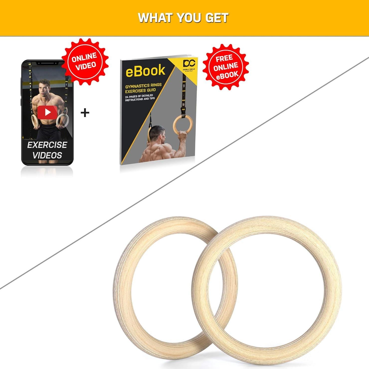 Anillos de Gimnasia de Madera Double Circle 2.79 cm - Entrenamiento