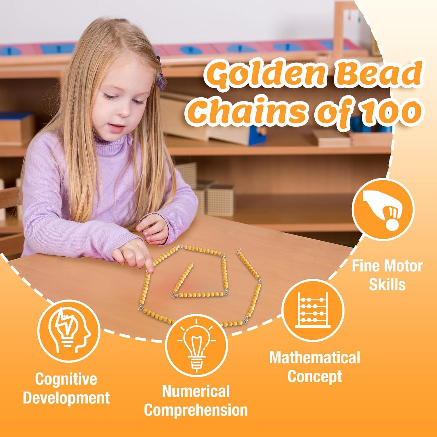 Cadenas de Bead Doradas de 100 Montessori Outlet - Educación