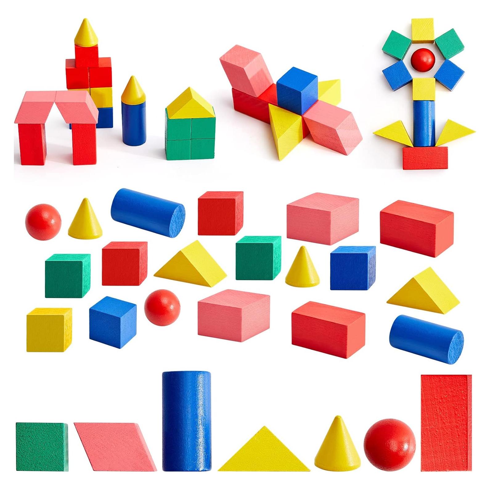 Bloques Geométricos 3D Deekin 70 Piezas Madera Educativos