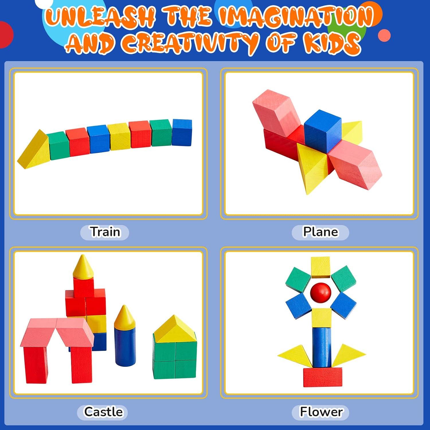 Bloques Geométricos 3D Deekin 70 Piezas Madera Educativos