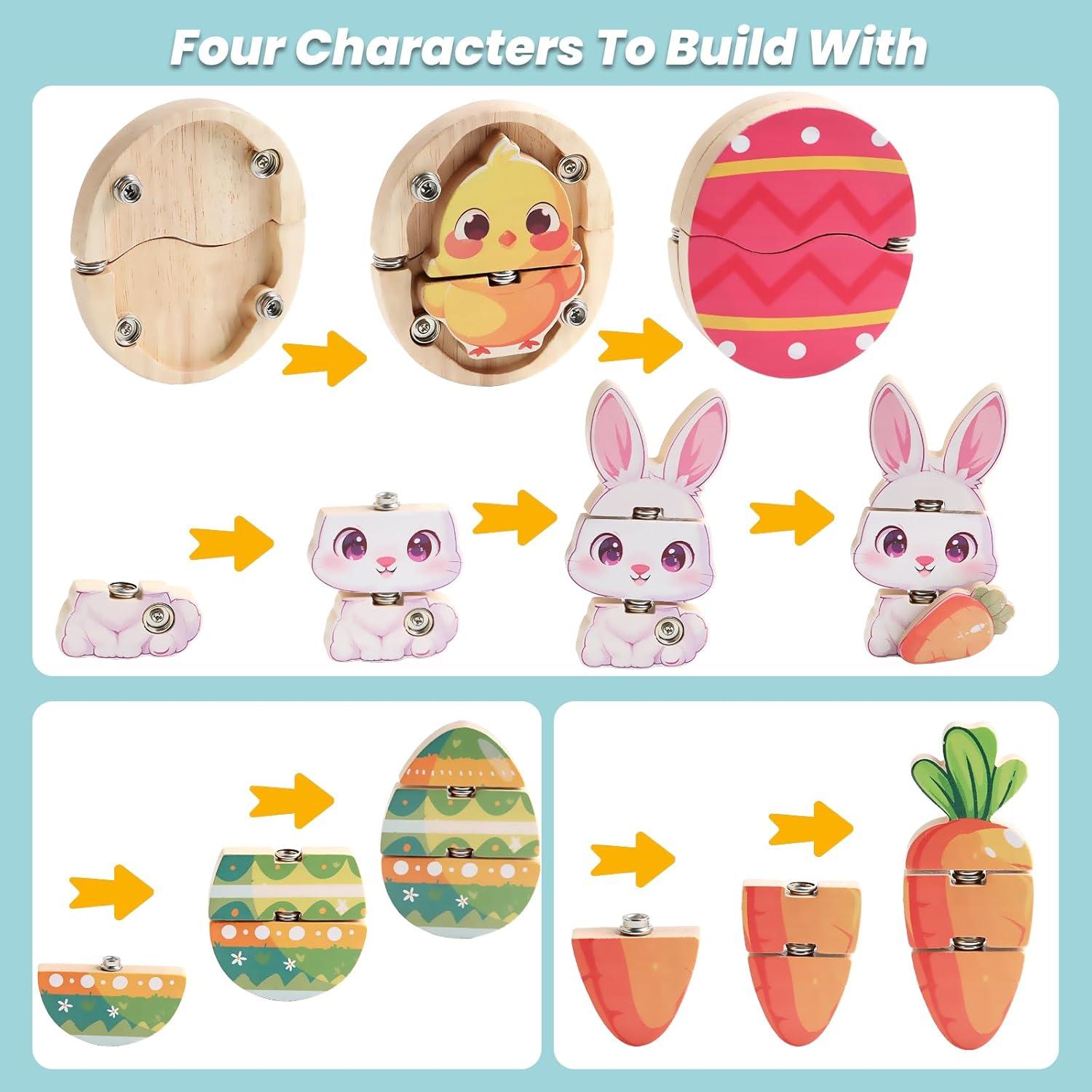 Set de Construcción de Madera HUZU Pascua 4 Personajes