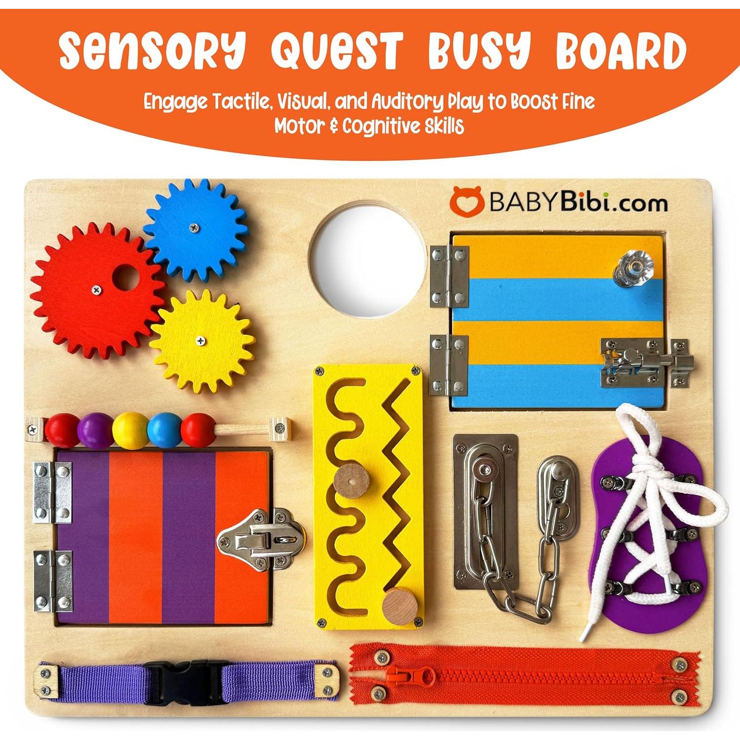 Tablero Ocupado Montessori BabyBibi - Juguete Sensorial 24x24cm