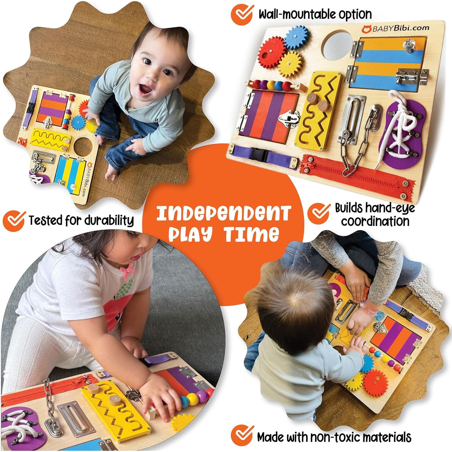 Tablero Ocupado Montessori BabyBibi - Juguete Sensorial 24x24cm