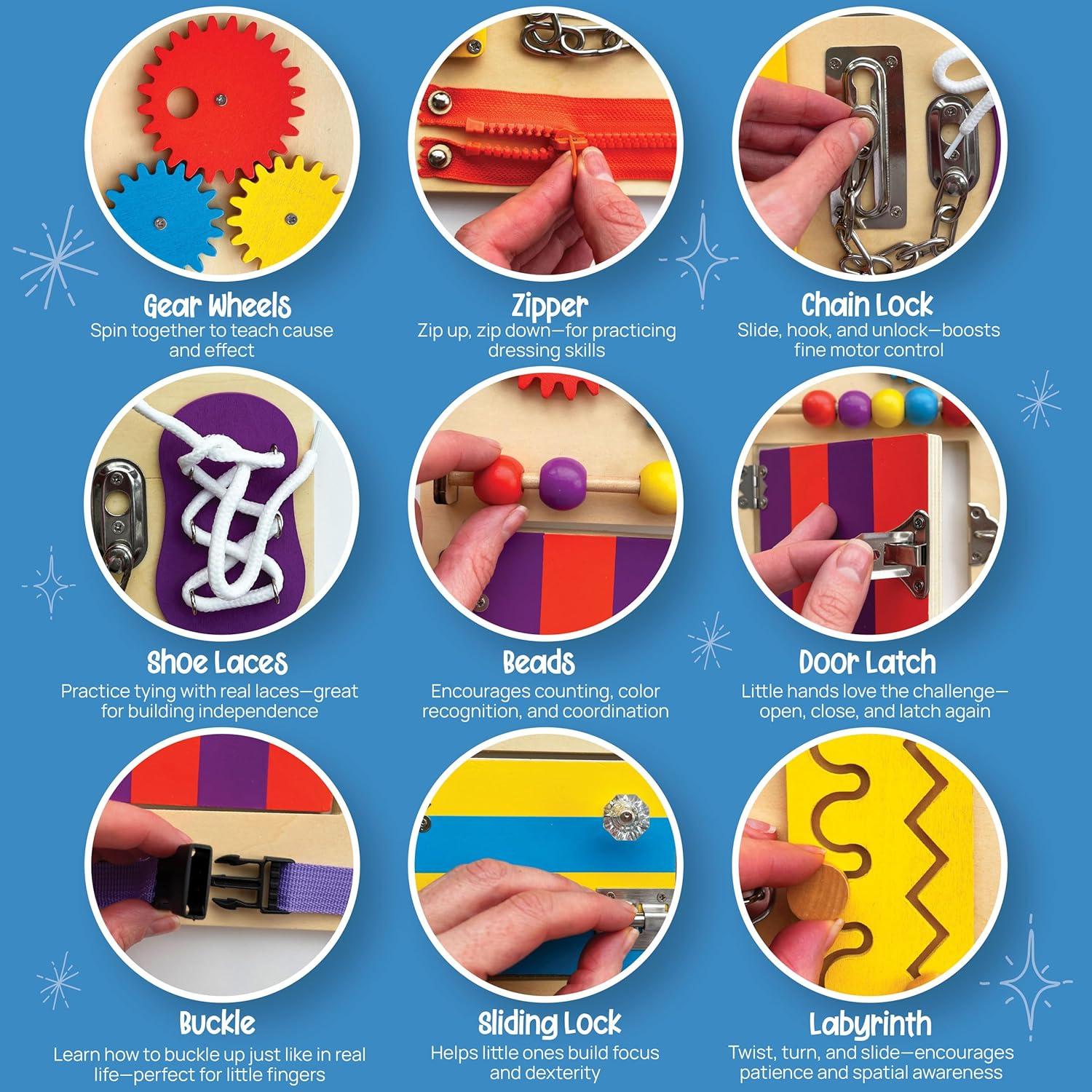 Tablero Ocupado Montessori BabyBibi - Juguete Sensorial 24x24cm