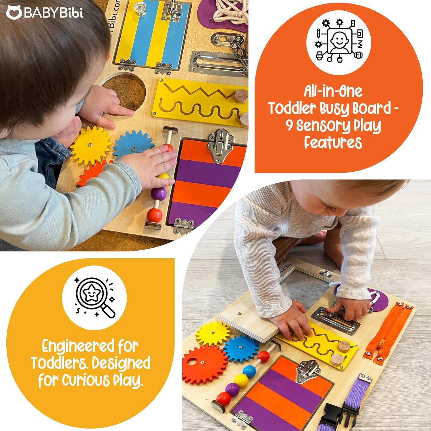 Tablero Ocupado Montessori BabyBibi - Juguete Sensorial 24x24cm