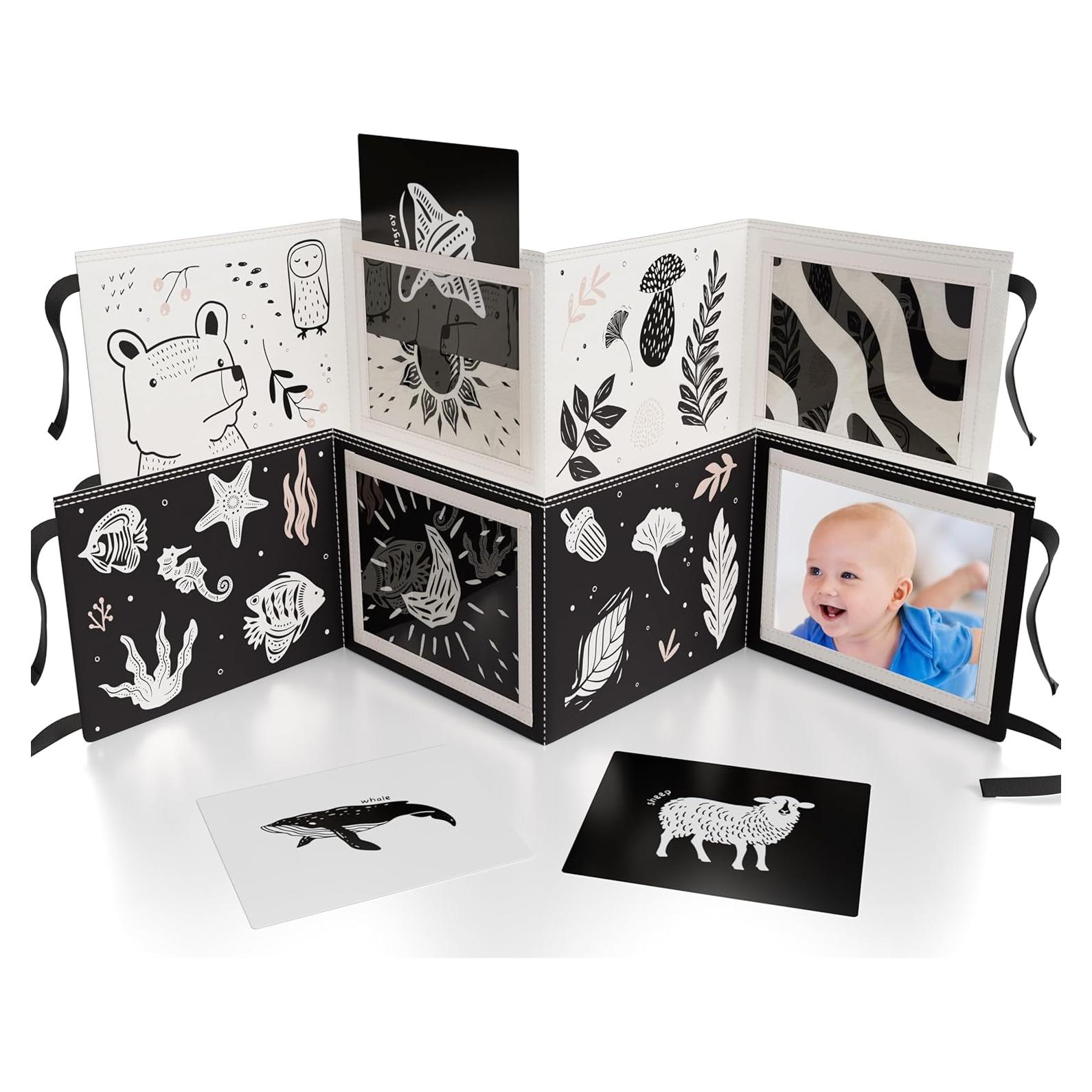 Libro Suave Montessori ZICOTOs para Bebés 0-3 meses - Blanco y Negro