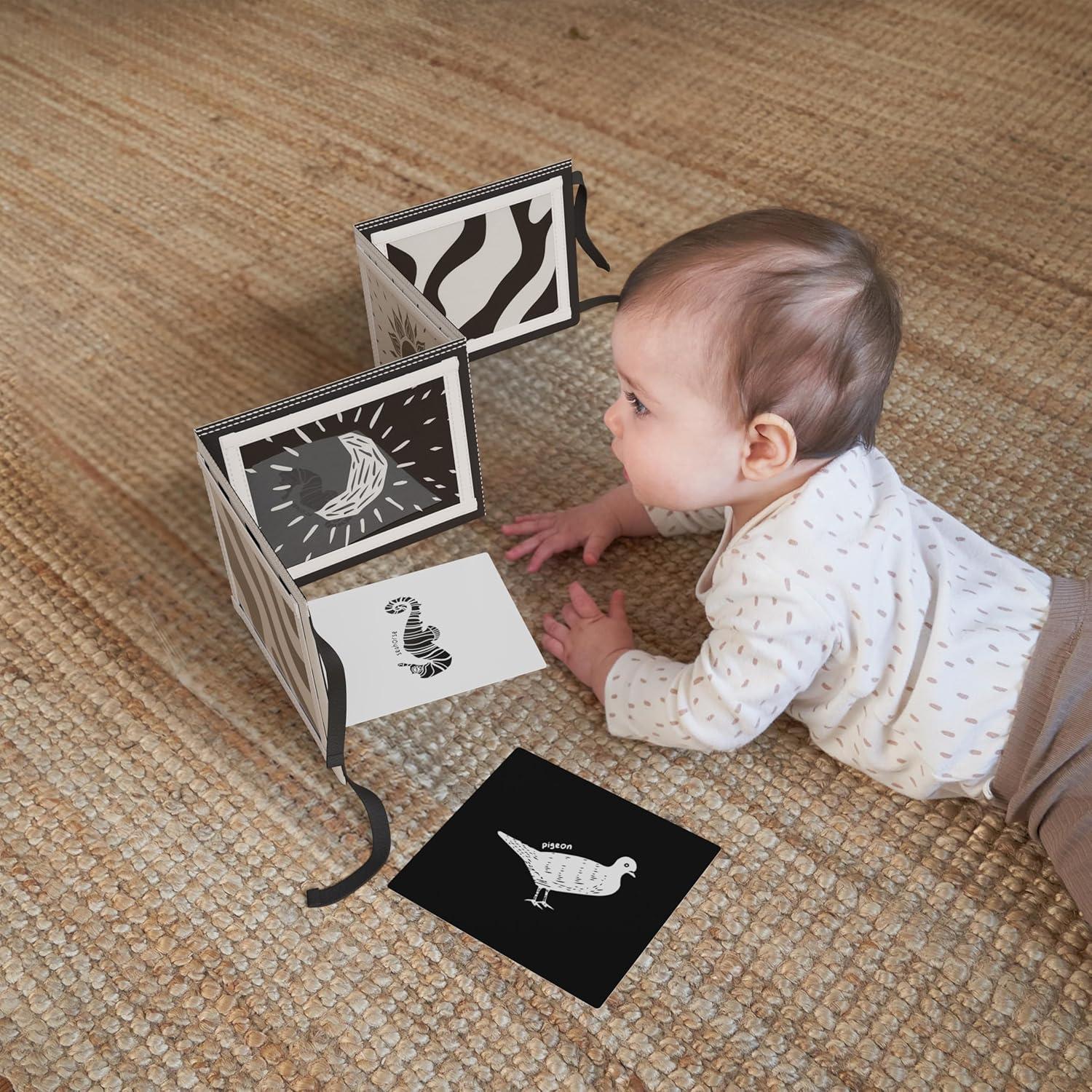 Libro Suave Montessori ZICOTOs para Bebés 0-3 meses - Blanco y Negro