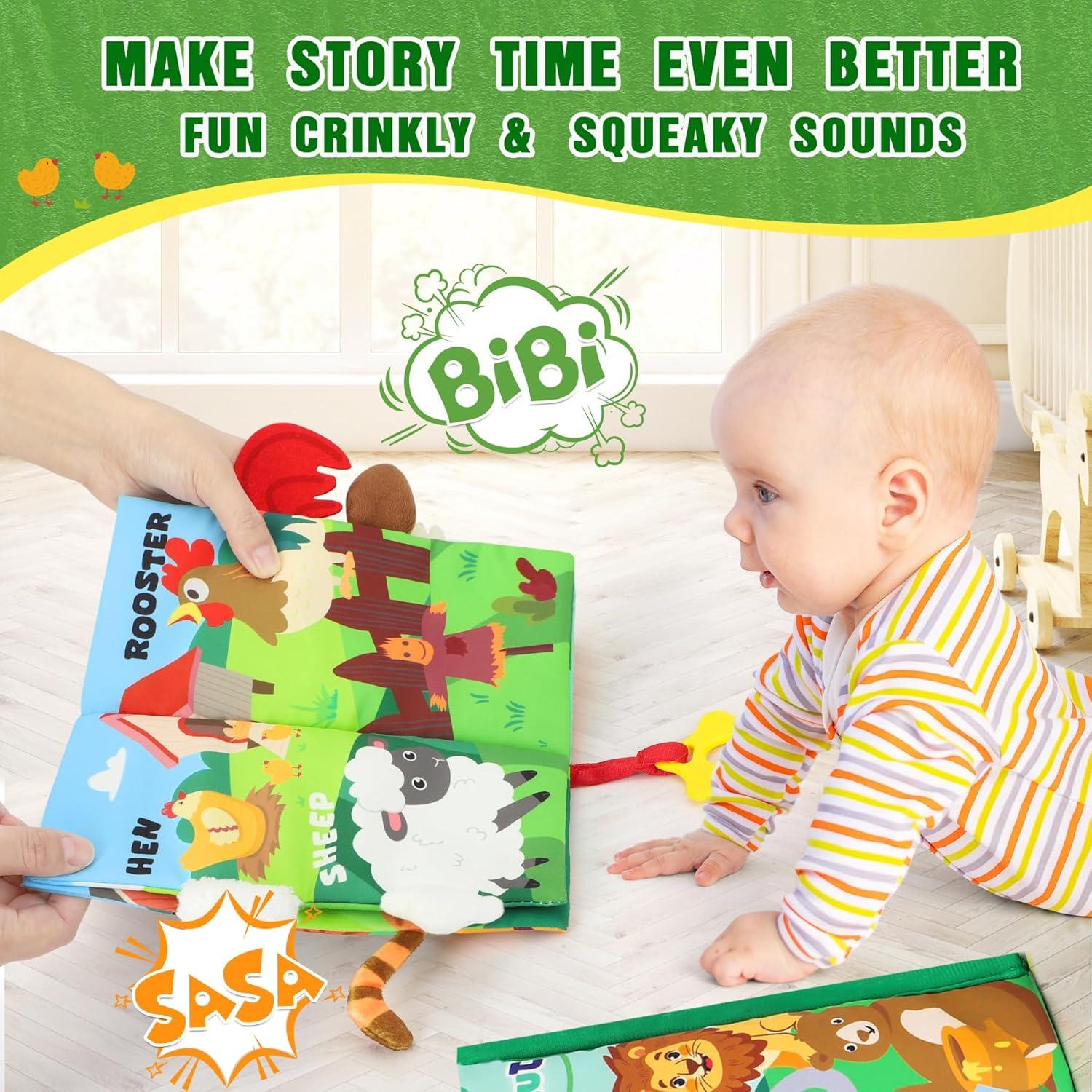 Libro Suave Sensorial para Bebés Jungle&Farm 2 en 1