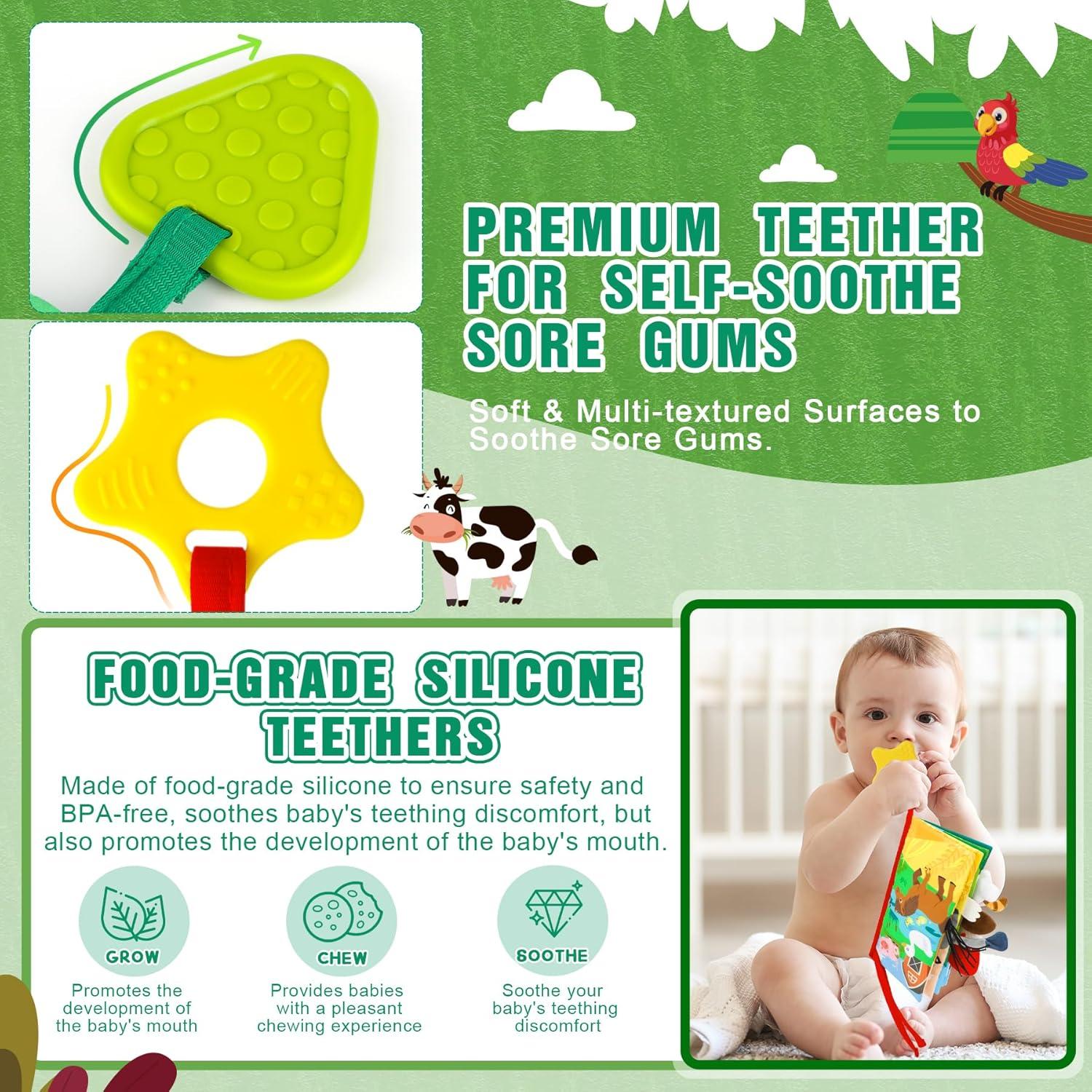 Libro Suave Sensorial para Bebés Jungle&Farm 2 en 1