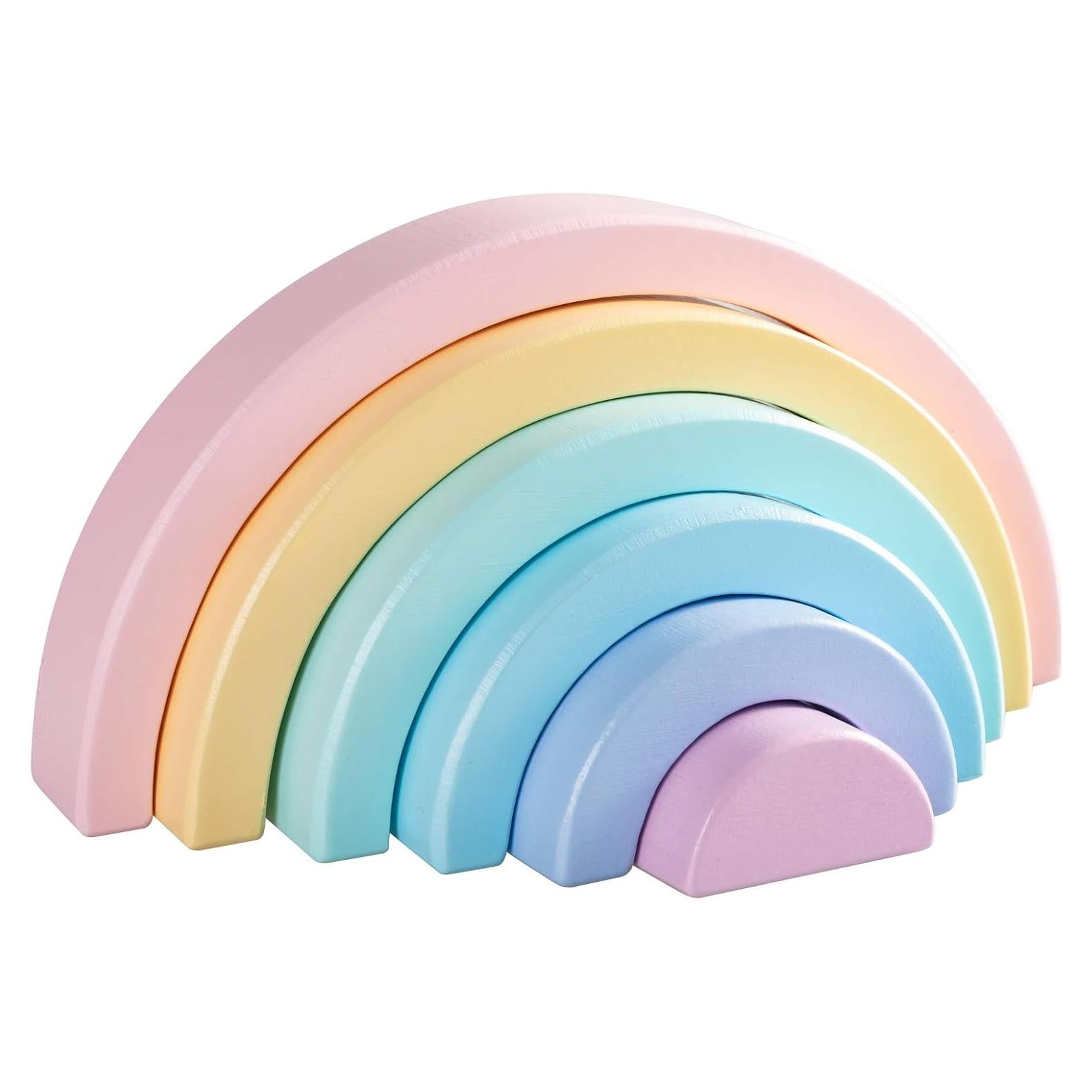 Apilador de Arcoíris de Madera MerryHeart - 6 Piezas Educativo