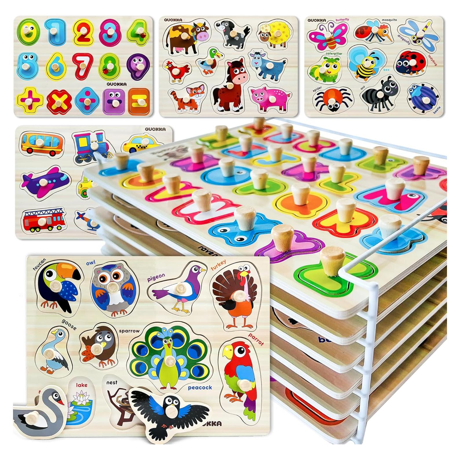 Rompecabezas de Madera QUOKKA 6 Piezas para Niños 1-5 Años