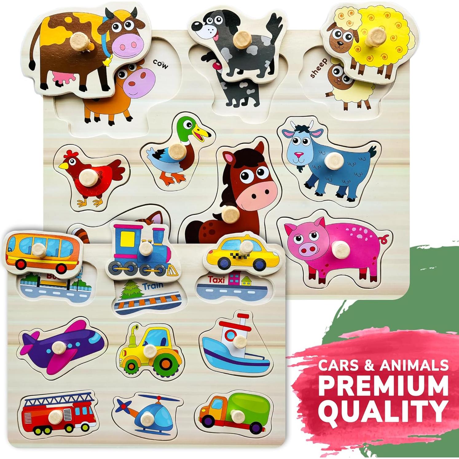 Rompecabezas de Madera QUOKKA 6 Piezas para Niños 1-5 Años