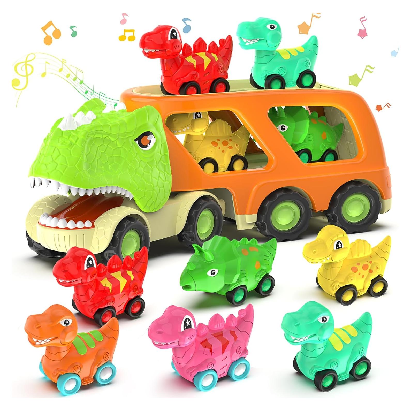 Camión Transportador de Dinosaurios Veslier T-Rex 6 Vehículos