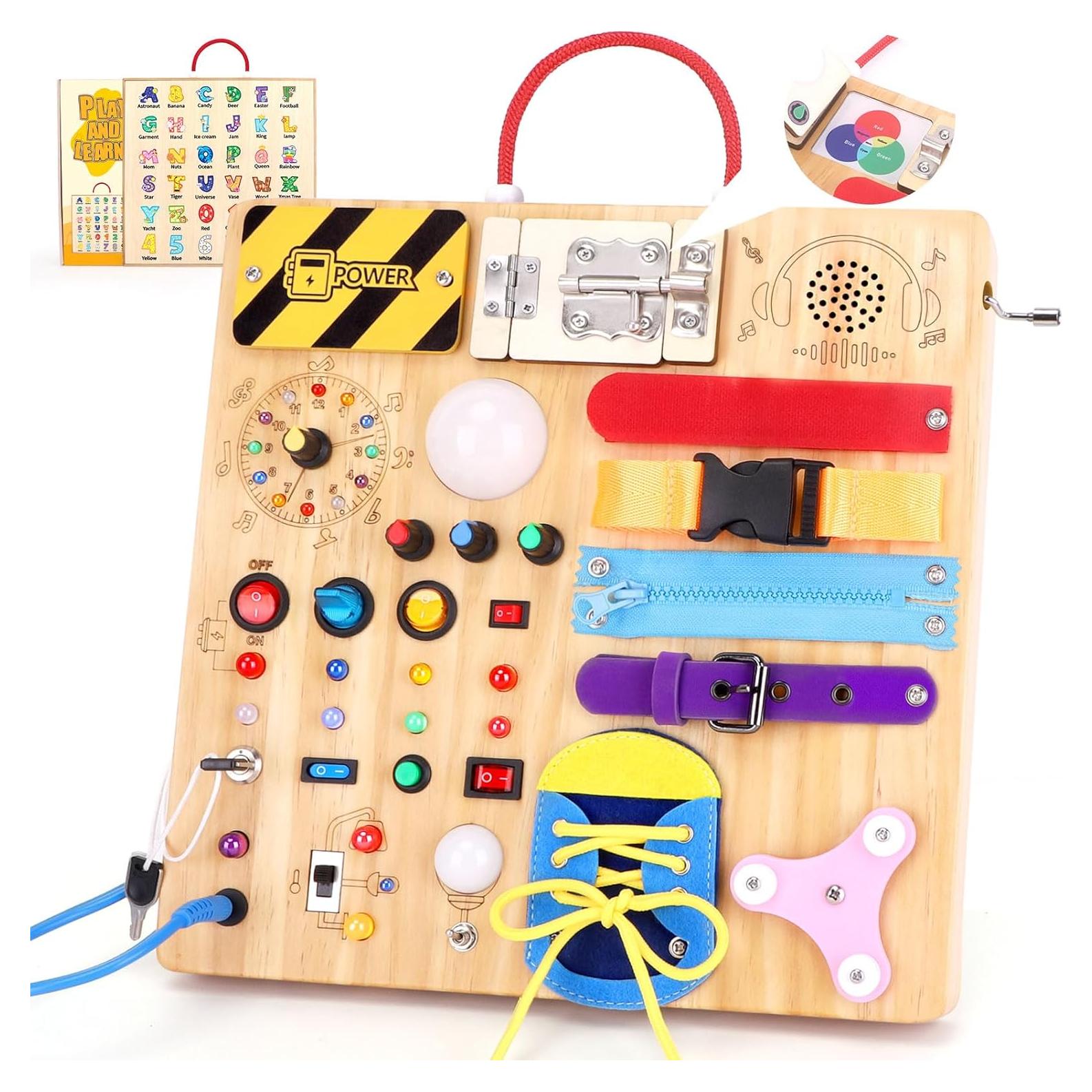 Tablero Ocupado Montessori 23 en 1 de Madera para Niños 1-3 Años