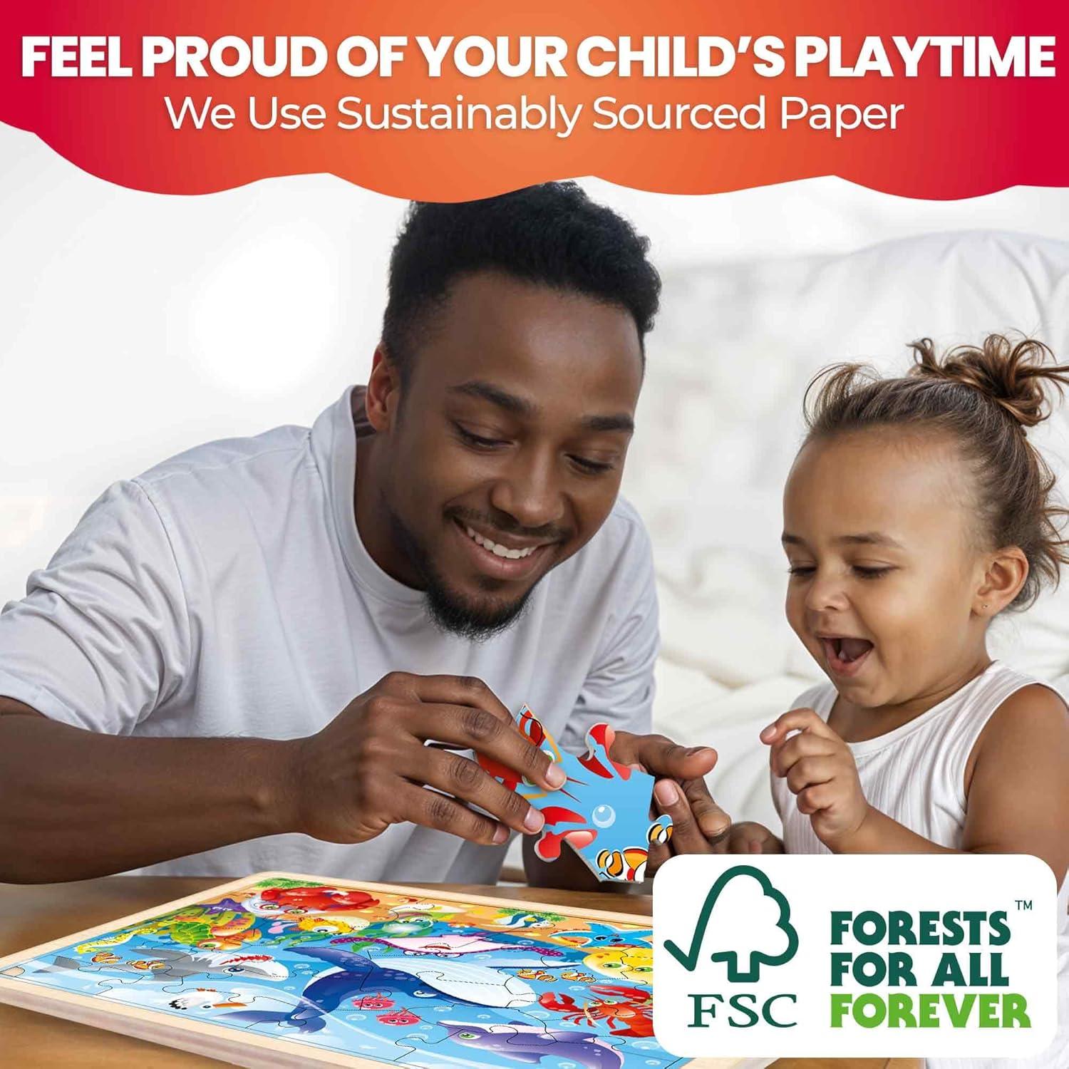 Rompecabezas de Madera QUOKKA 4 Set - 24 Piezas para Niños 3-8 Años