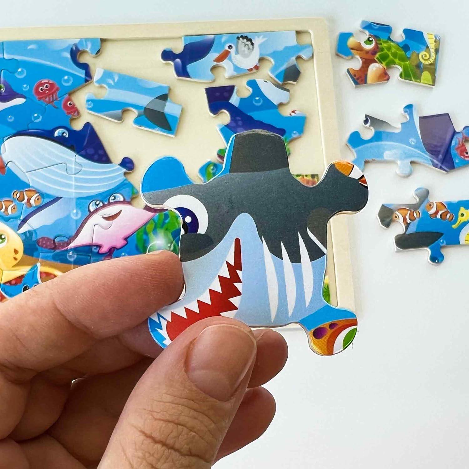 Rompecabezas de Madera QUOKKA 4 Set - 24 Piezas para Niños 3-8 Años