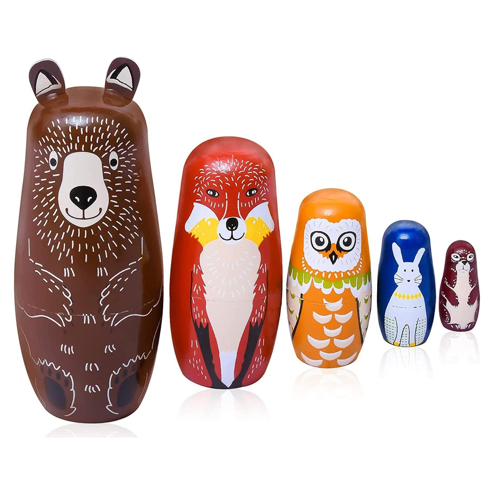 Muñecas Matryoshka Maxshop - Juego de 5 Piezas de Madera