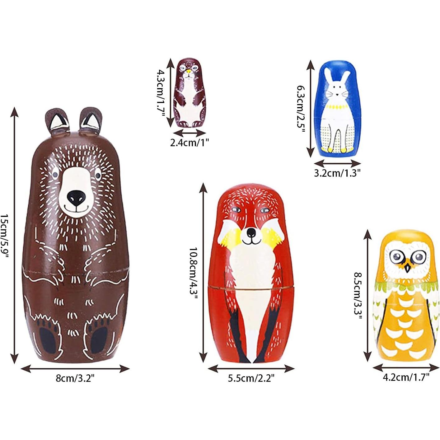 Muñecas Matryoshka Maxshop - Juego de 5 Piezas de Madera