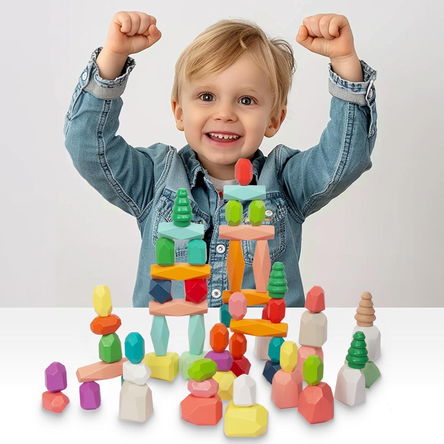 Juego de Bloques de Madera 48 PCS Montessori WOODENFUN