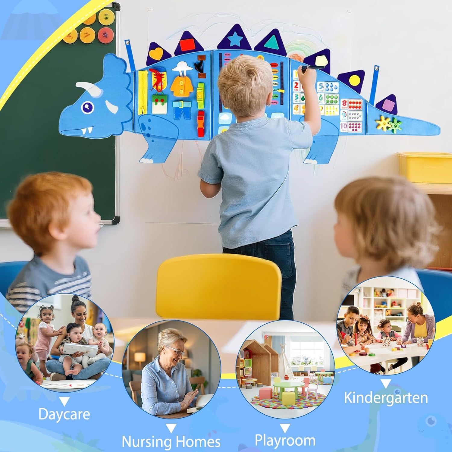 Tablero Ocupado Montessori Dinosaurios Oirtmiu 33x30.5cm