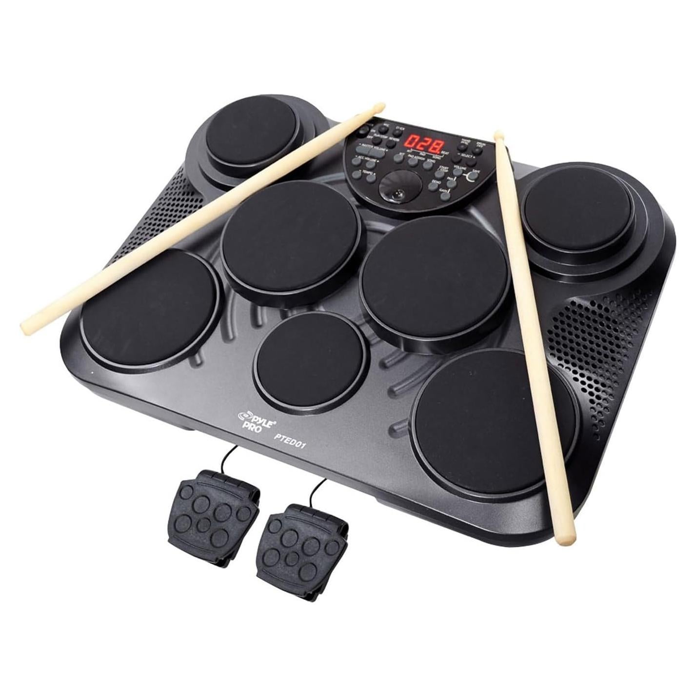 Juego de Batería Digital Pyle PTED01, 7 Pads, USB, 600 Sonidos